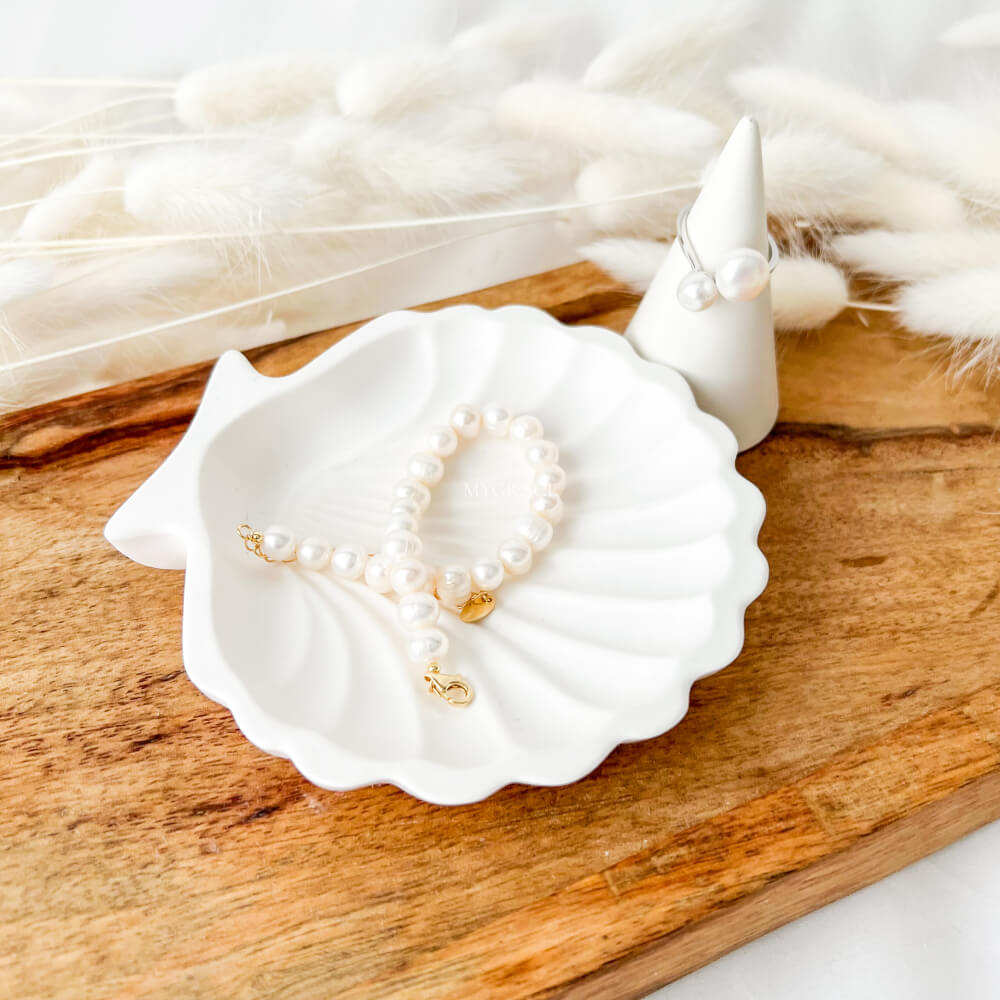 Tăviță decorativă pentru bijuterii sau lumânări, scoică, handmade