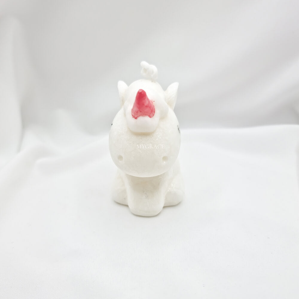 Lumânare parfumată în formă de unicorn, ceară palmier, parfum vată de zahăr