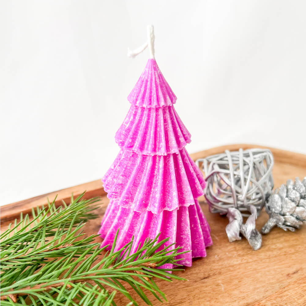 Christmas Candle, Scented, Natural Wax, Fuchsia Christmas Tree – Limited Christmas Edition