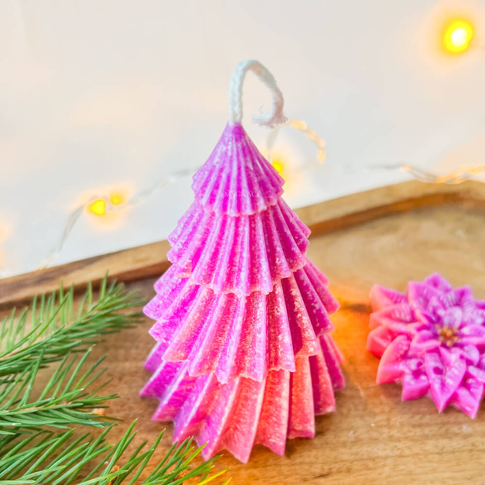 Christmas Candle, Scented, Natural Wax, Fuchsia Christmas Tree – Limited Christmas Edition