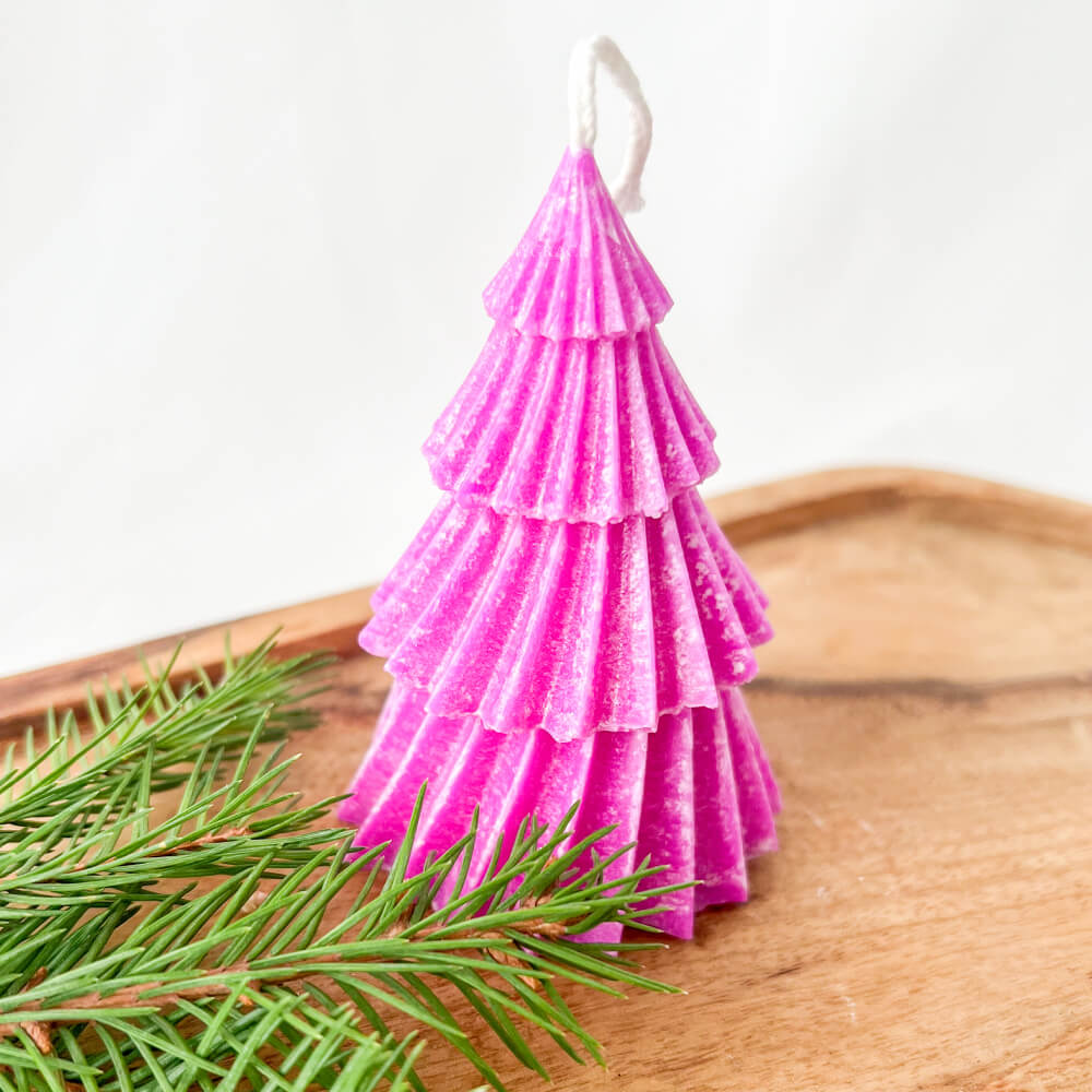 Christmas Candle, Scented, Natural Wax, Fuchsia Christmas Tree – Limited Christmas Edition