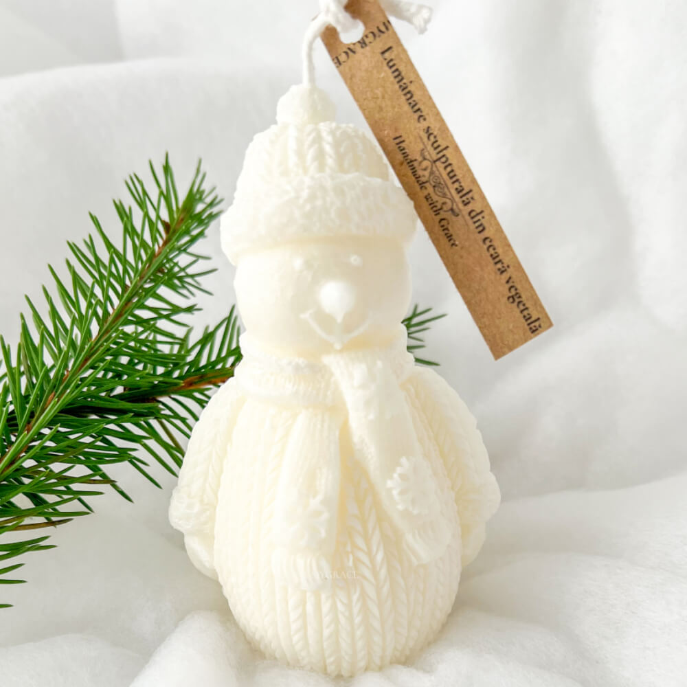 Christmas Candle, Scented, Natural Wax, Snowman, Limited Christmas Edition