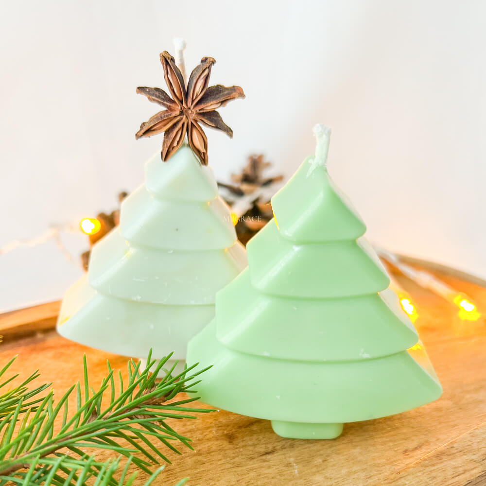 Christmas Candle, Scented, Natural Wax, Green Christmas Tree, Limited Christmas Edition