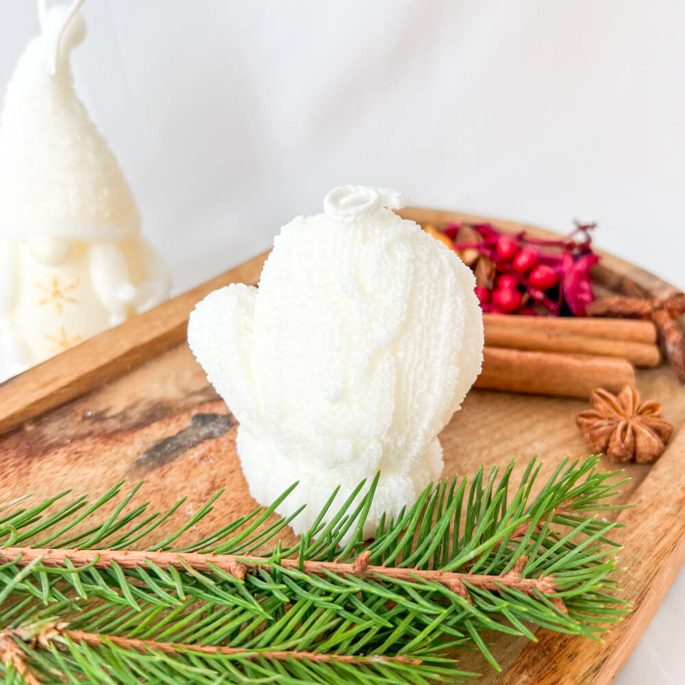 Christmas Candle, Scented, Natural Wax, Mitten, Limited Edition Christmas