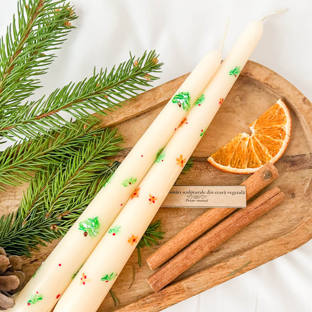 Christmas Candle, Hand-Painted, Plant-Based Wax, Limited Edition Christmas (Set of 2)