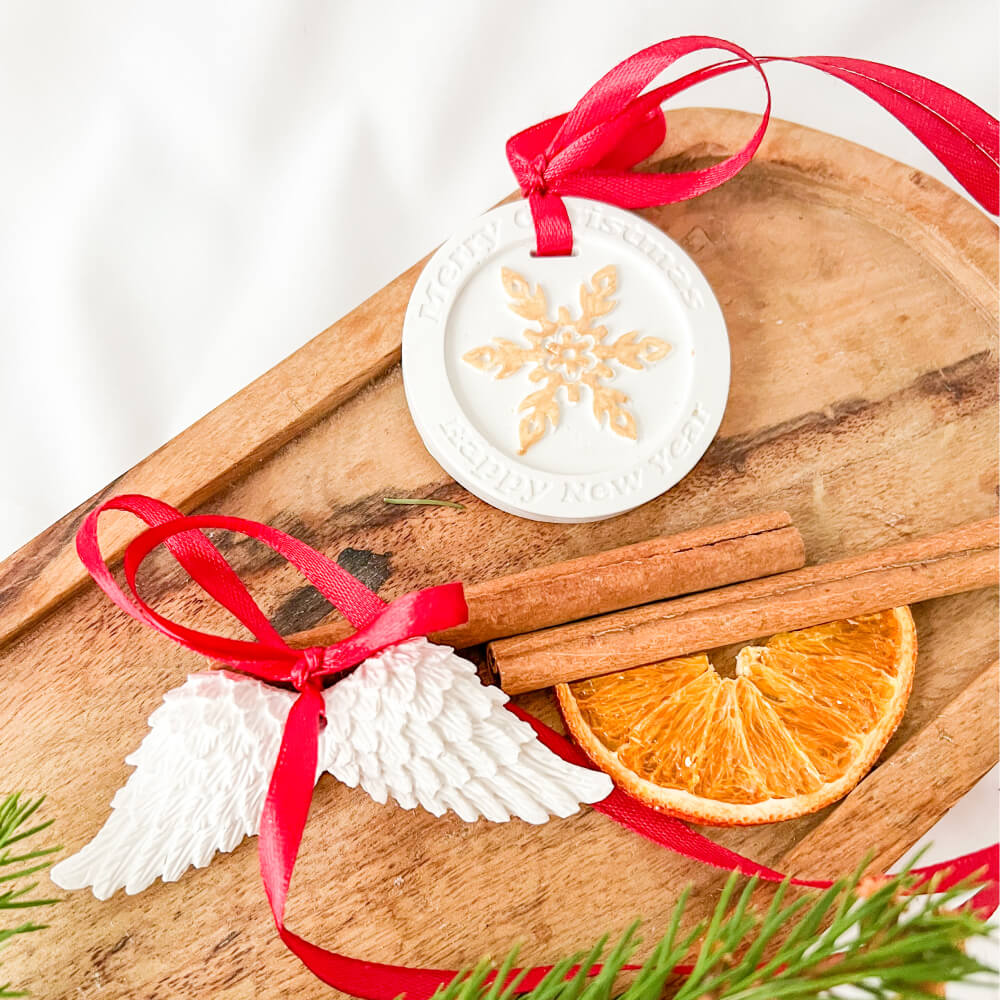 Handmade Christmas Ornaments from Ceramic Dust, Set of 2