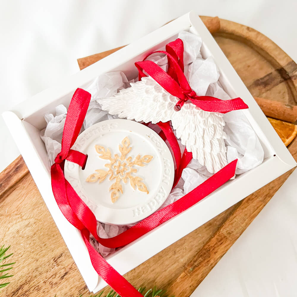 Handmade Christmas Ornaments from Ceramic Dust, Set of 2