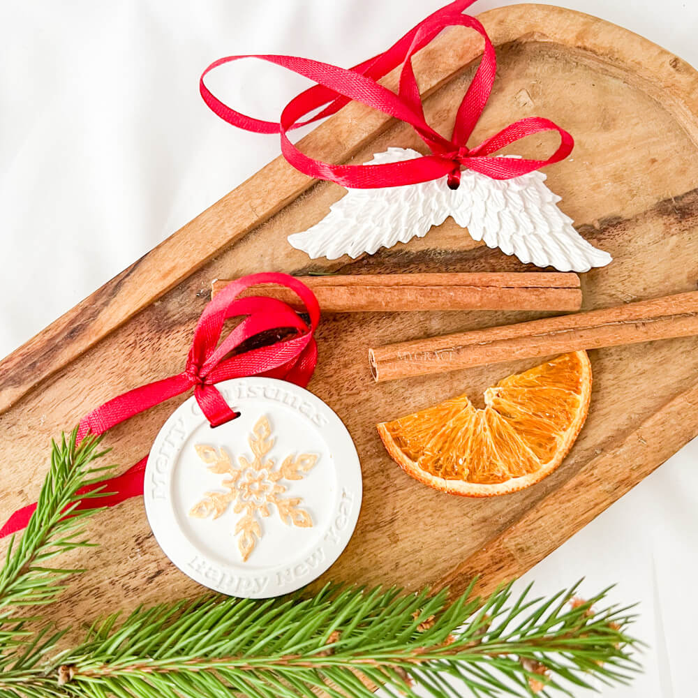 Handmade Christmas Ornaments from Ceramic Dust, Set of 2