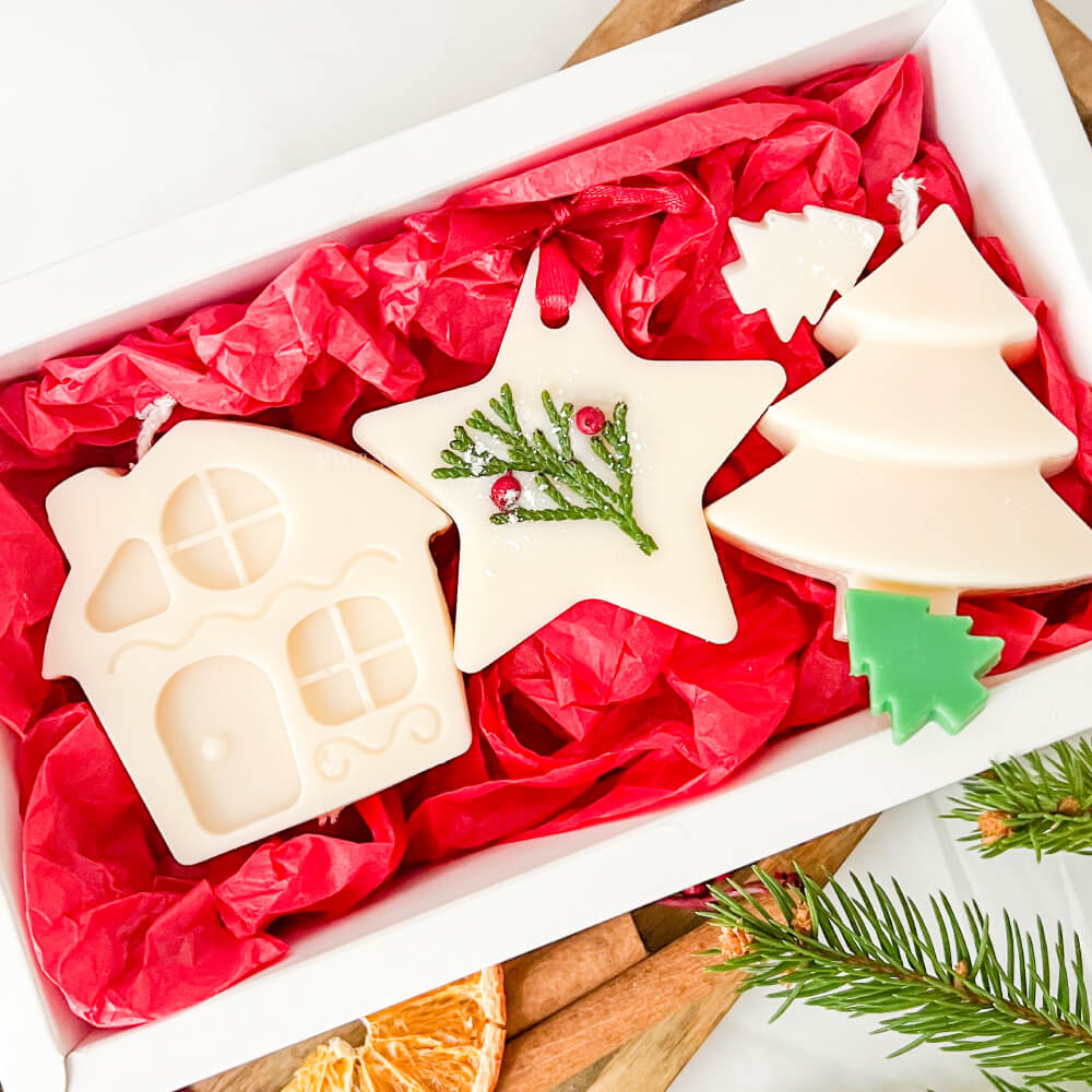 Christmas Gift / Secret Santa – Scented Vegetable Wax Candle Set with Star Ornament