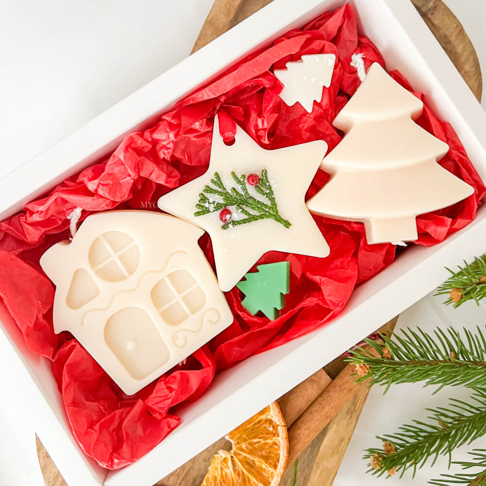Christmas Gift / Secret Santa – Scented Vegetable Wax Candle Set with Star Ornament