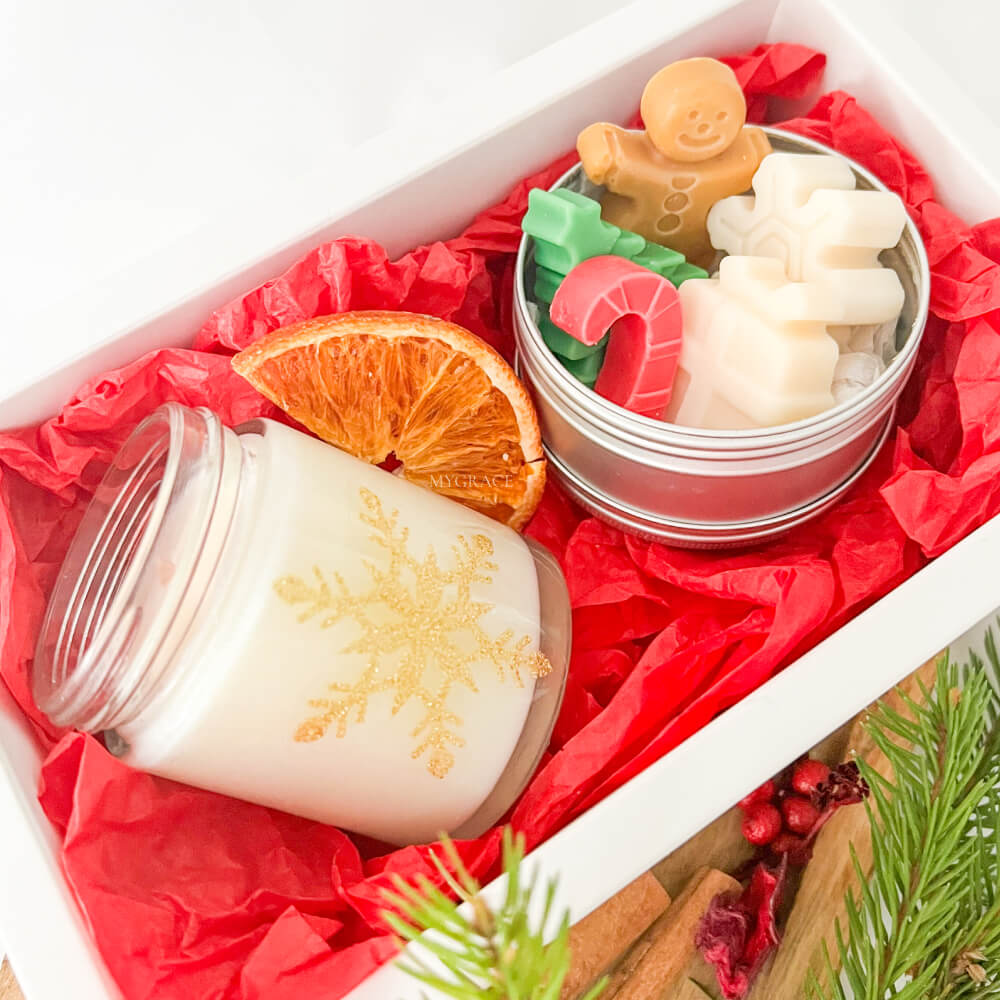Cadou de Crăciun/Secret Santa - set ceară parfumată și lumânare parfumată borcănaș