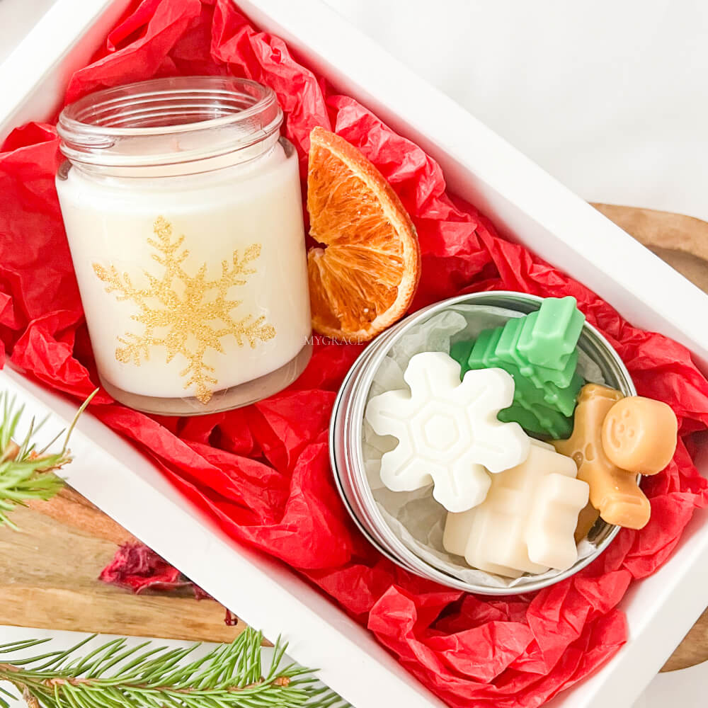 Cadou de Crăciun/Secret Santa - set ceară parfumată și lumânare parfumată borcănaș