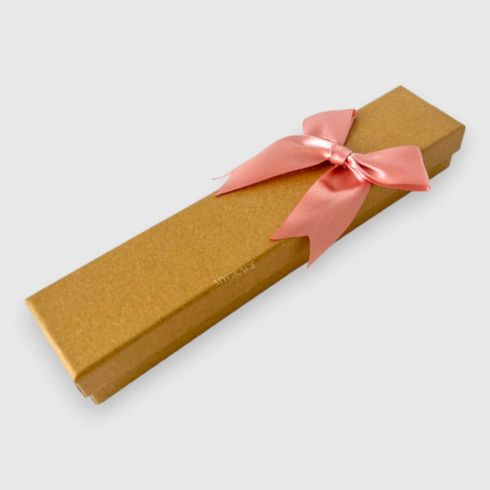 Cutie cadou cu capac, fundiță și burete, kraft, carton, 21x4.5x3 cm