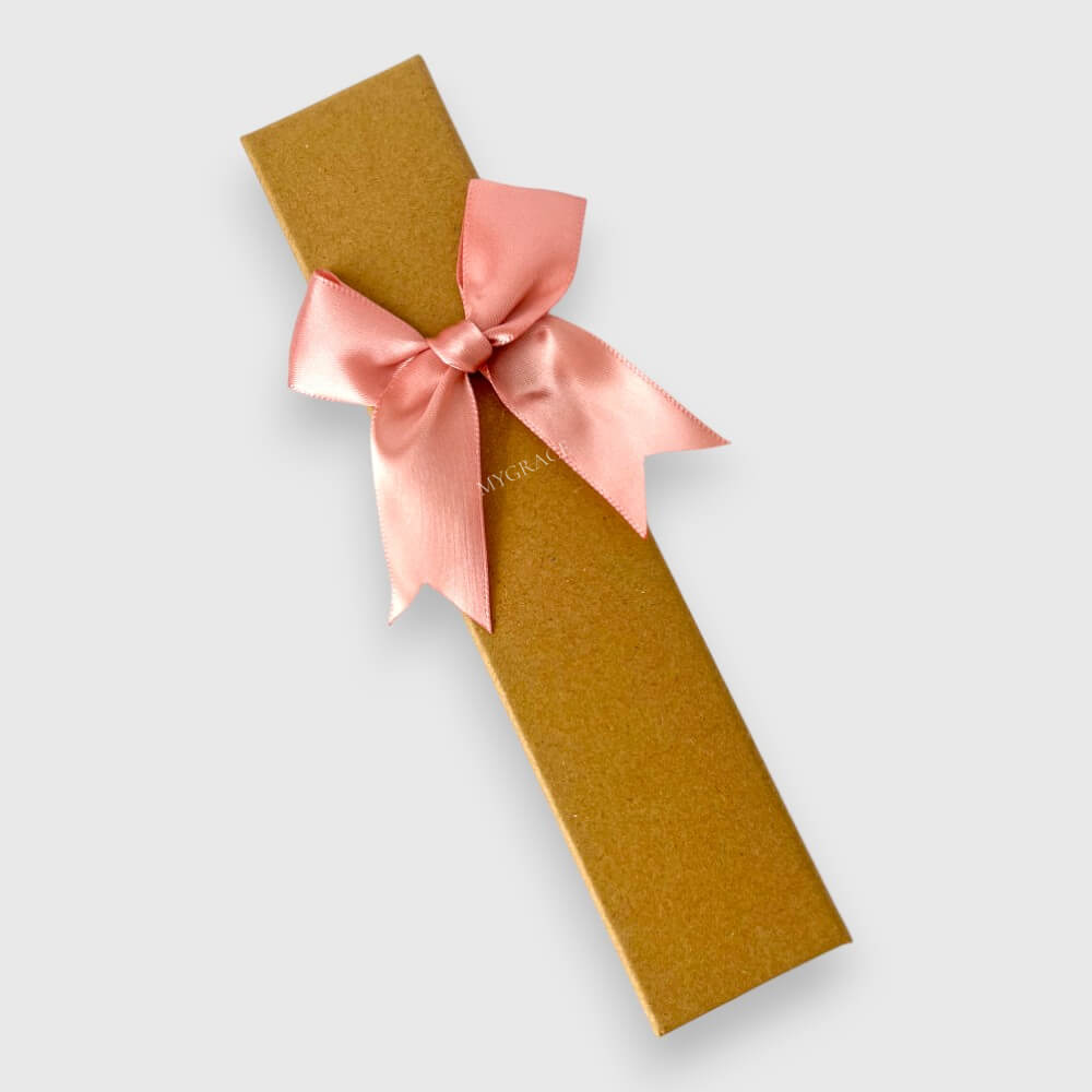 Cutie cadou cu capac, fundiță și burete, kraft, carton, 21x4.5x3 cm