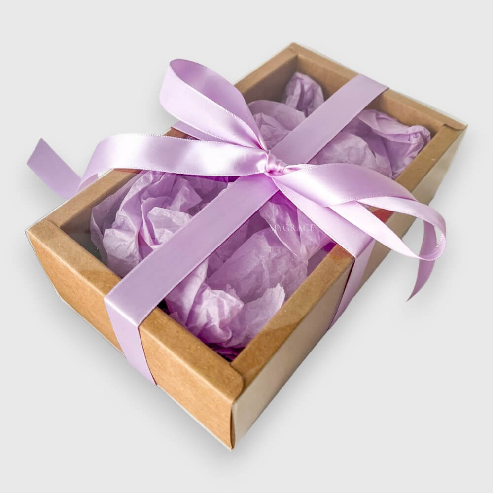 Cutie cadou cu fereastră și fundă, maro, carton, 20x12x6 cm (cutie produse multiple)