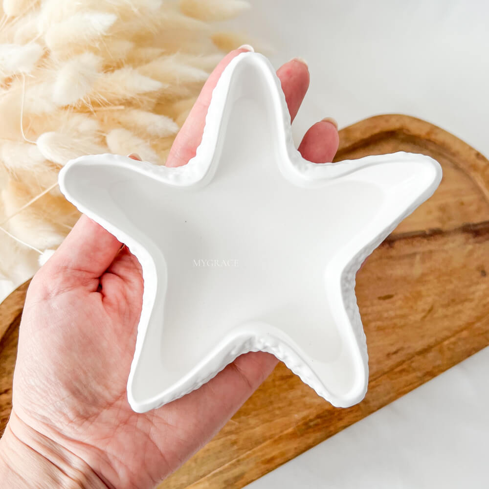 Tăviță decorativă/recipient pentru bijuterii sau lumânări, stea de mare, handmade