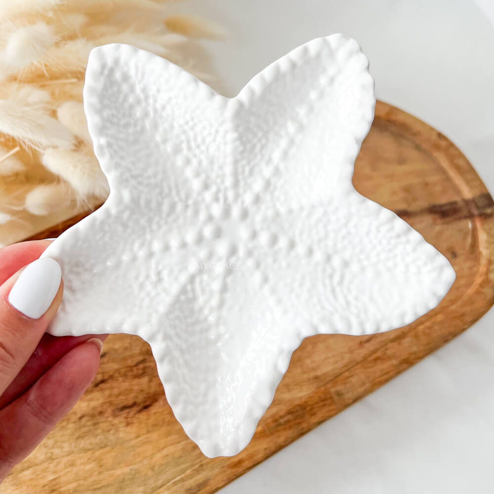 Tăviță decorativă pentru bijuterii sau lumânări, stea de mare, handmade