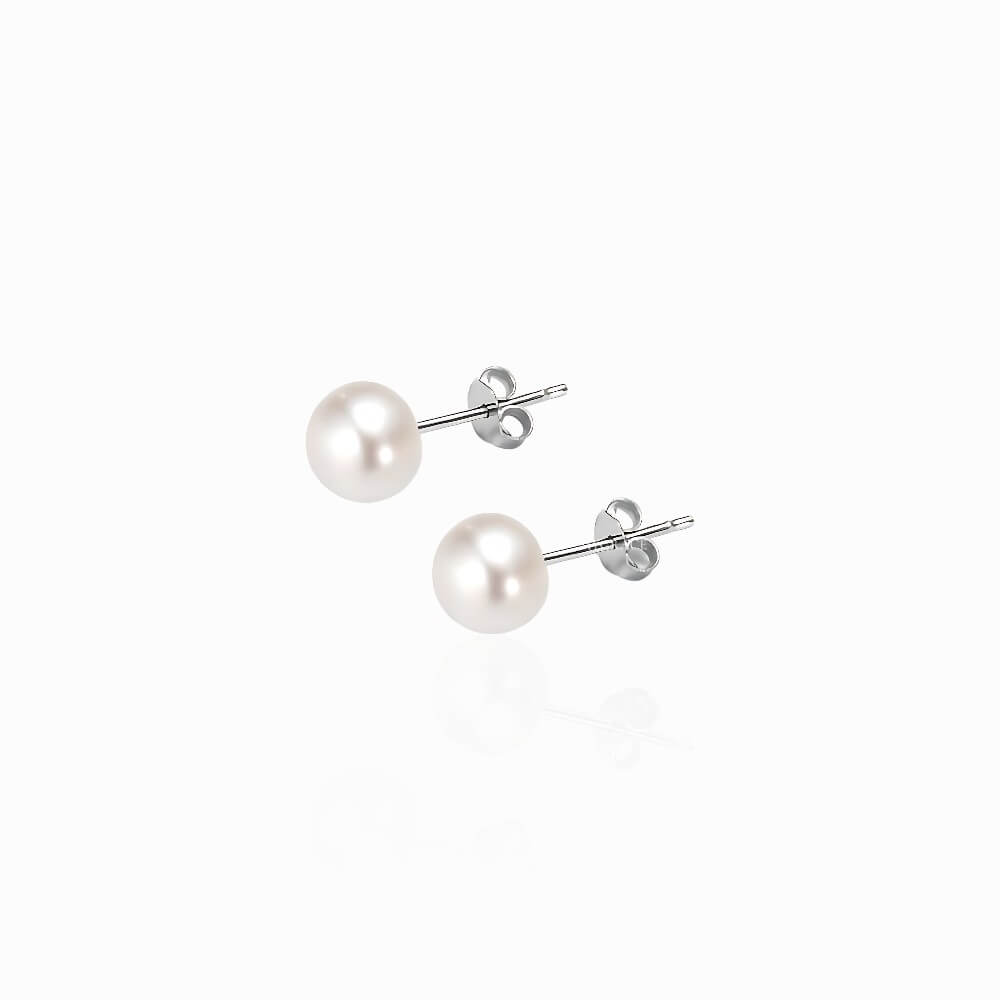 Cercei argint ”Be pure”, albi, argint 925 și perle naturale 4 mm, MYGRACE