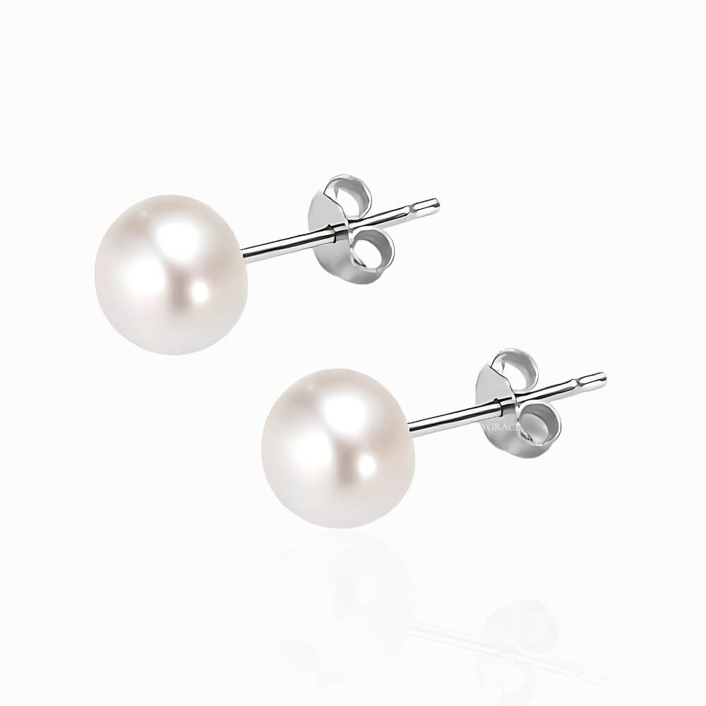 Cercei argint ”Be pure”, albi, argint 925 și perle naturale 9-9,5 mm, MYGRACE
