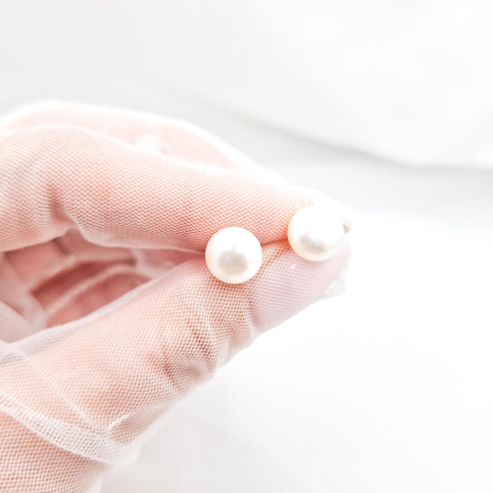 Cercei argint ”Be pure”, albi, argint 925 și perle naturale 9-9,5 mm, MYGRACE