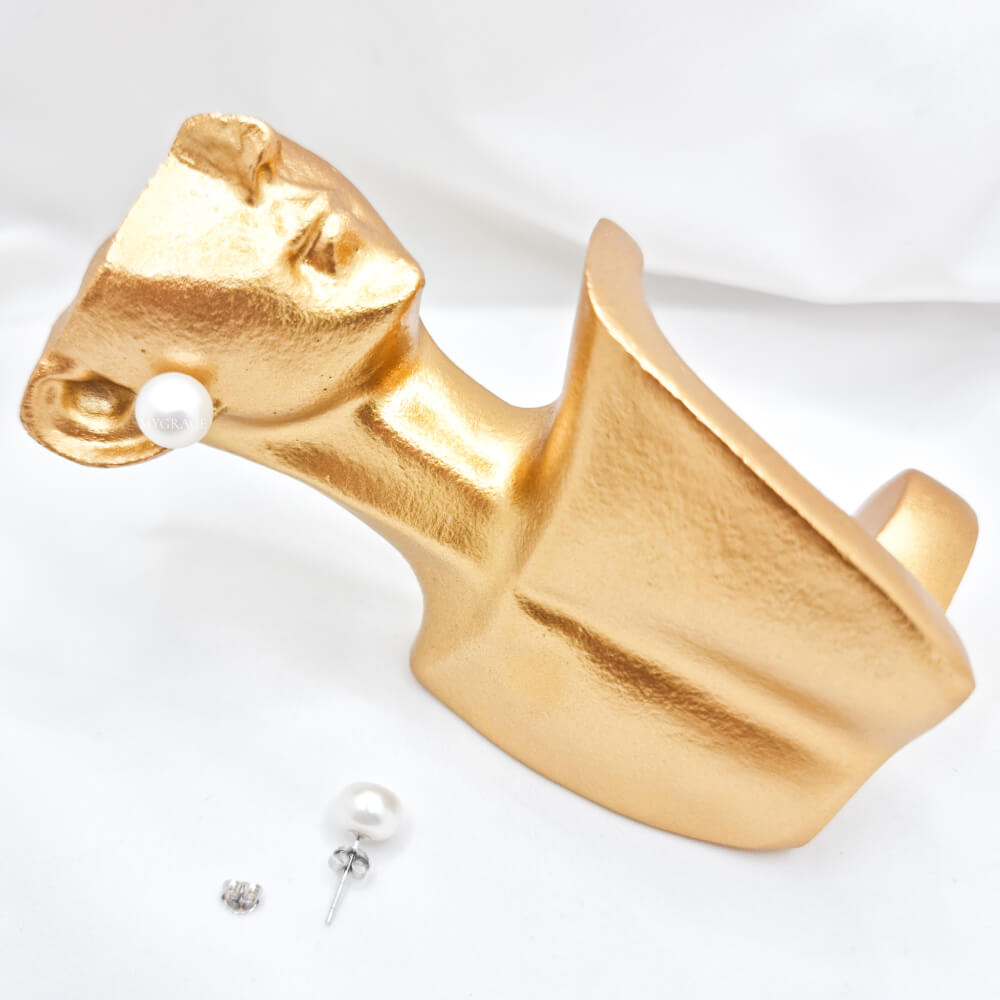 Cercei argint ”Be pure”, albi, argint 925 și perle naturale 8-9 mm, MYGRACE