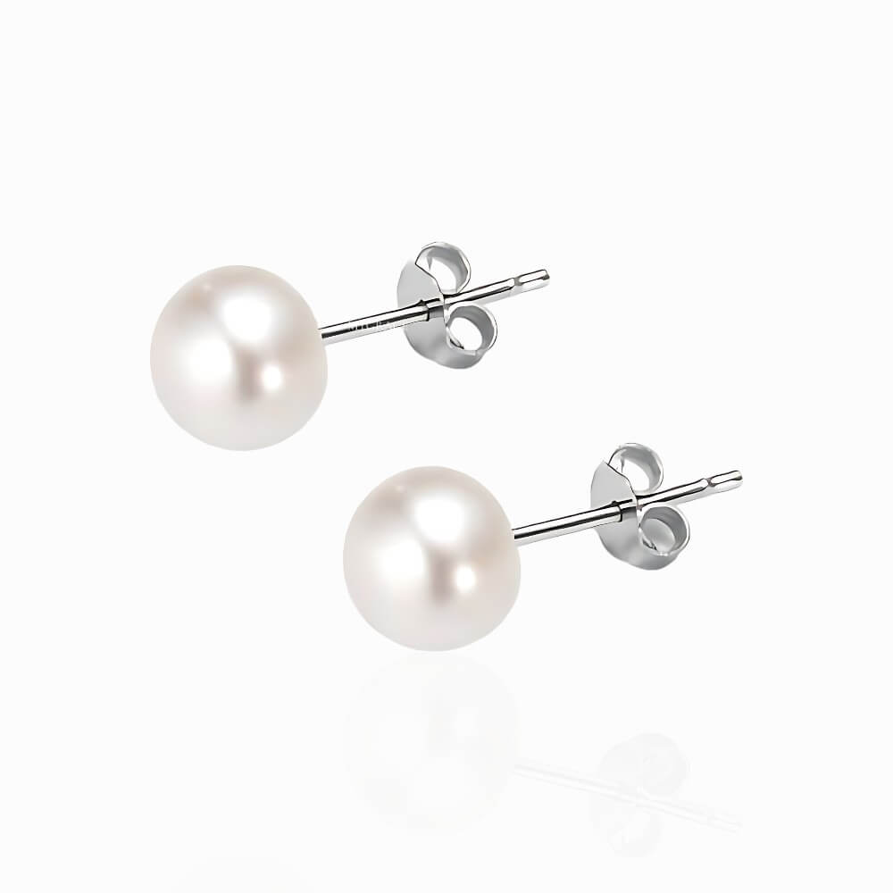 Cercei argint ”Be pure”, albi, argint 925 și perle naturale 8-9 mm, MYGRACE