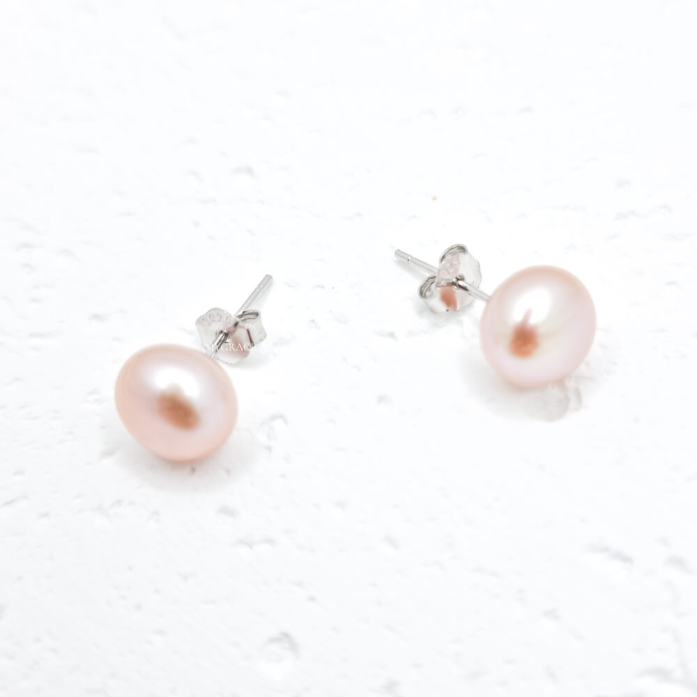 Cercei argint ”Be pure”, rose gold, argint 925 și perle naturale 8-9 mm, MYGRACE