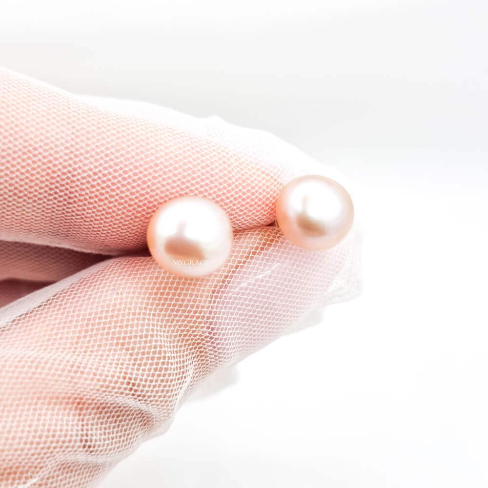 Cercei argint ”Be pure”, rose gold, argint 925 și perle naturale 8-9 mm, MYGRACE