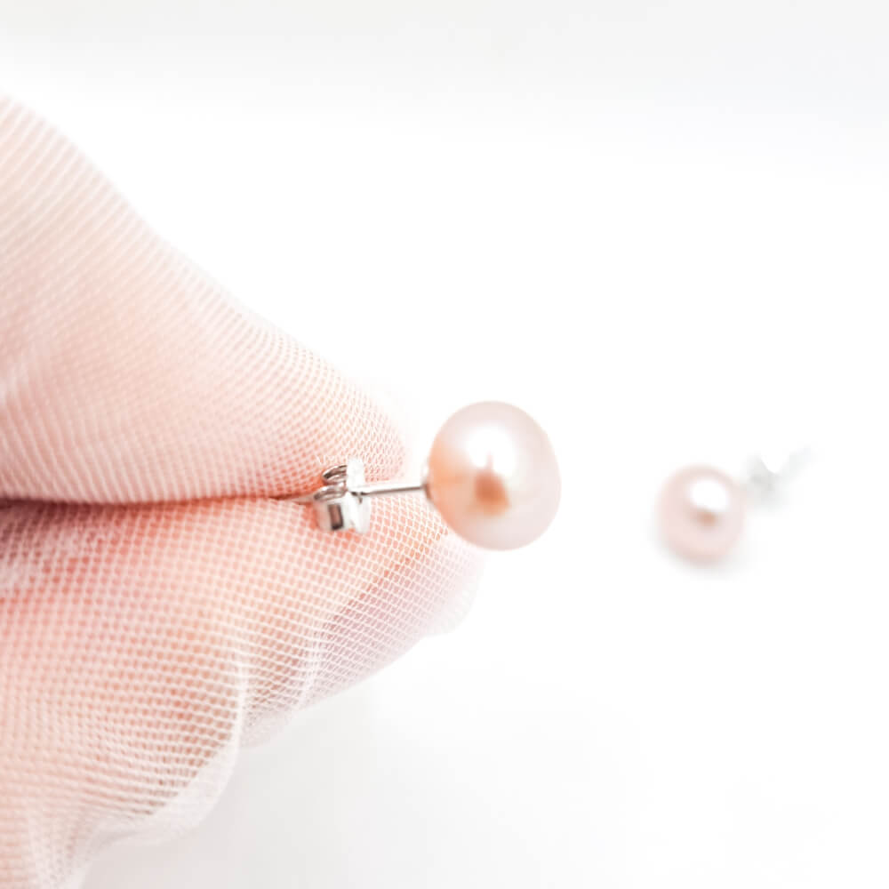 Cercei argint ”Be pure”, rose gold, argint 925 și perle naturale 8-9 mm, MYGRACE