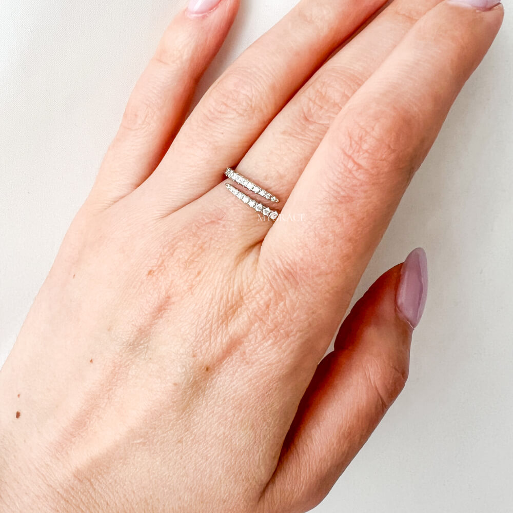 Silver Ring “Be Delicate”, 925 Sterling Silver, Decorated with Zirconia, Adjustable, MYGRACE