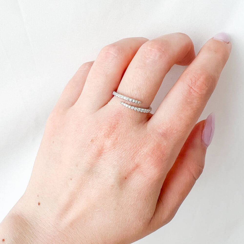 Silver Ring “Be Delicate”, 925 Sterling Silver, Decorated with Zirconia, Adjustable, MYGRACE