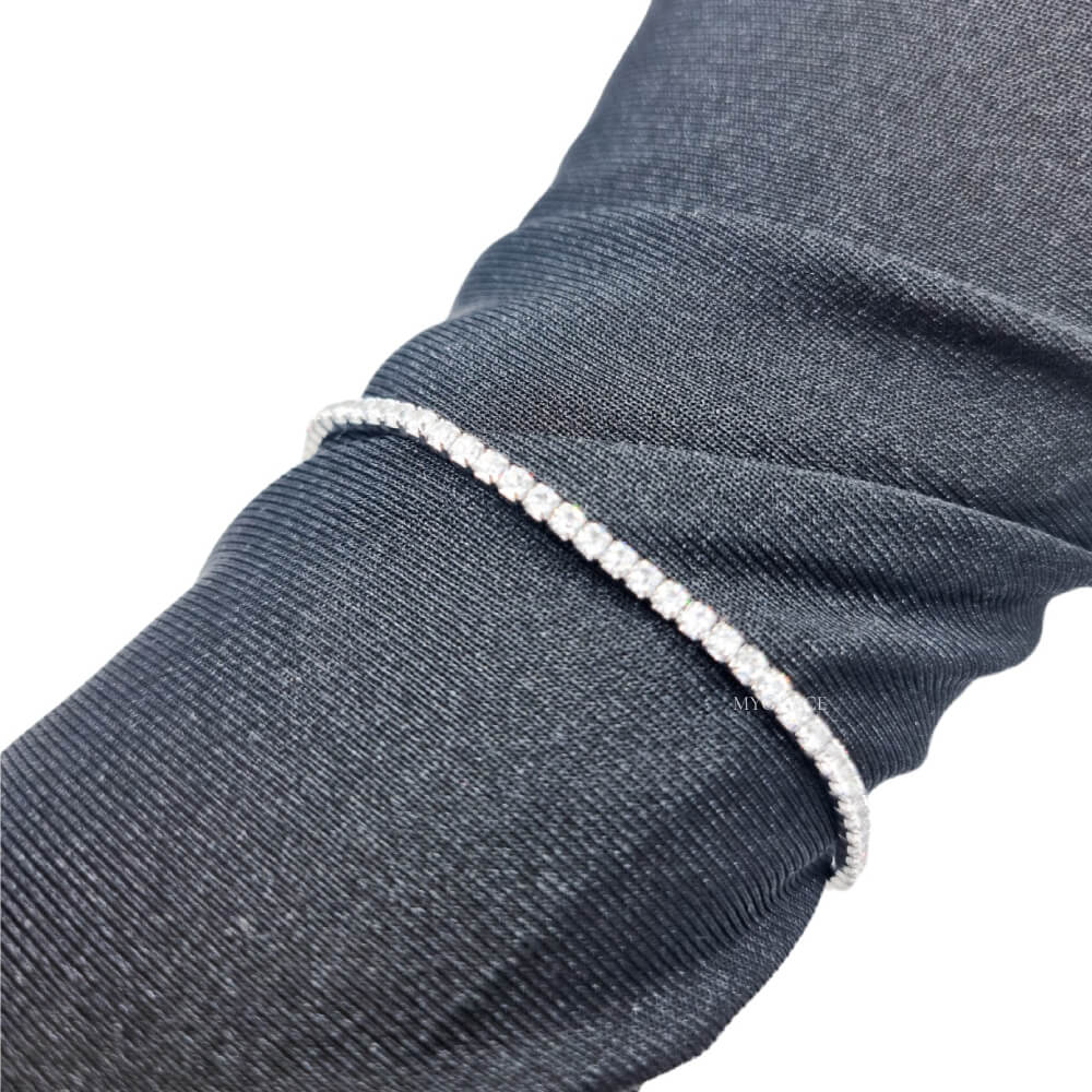 925 Sterling Silver Tennis Bracelet, Silver, Rhodium-Plated and Adorned with Zirconia, 2 mm, Adjustable – MYGRACE