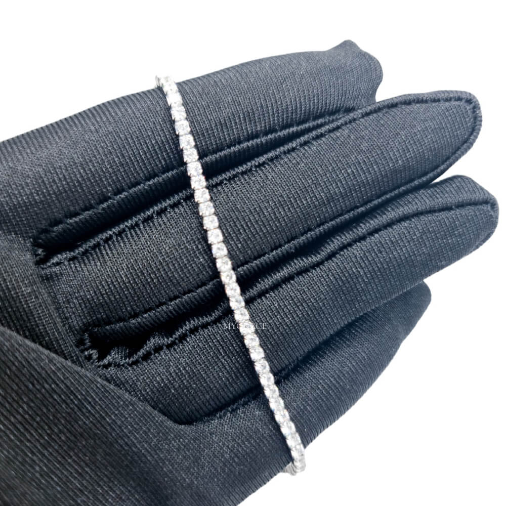 925 Sterling Silver Tennis Bracelet, Silver, Rhodium-Plated and Adorned with Zirconia, 2 mm, Adjustable – MYGRACE