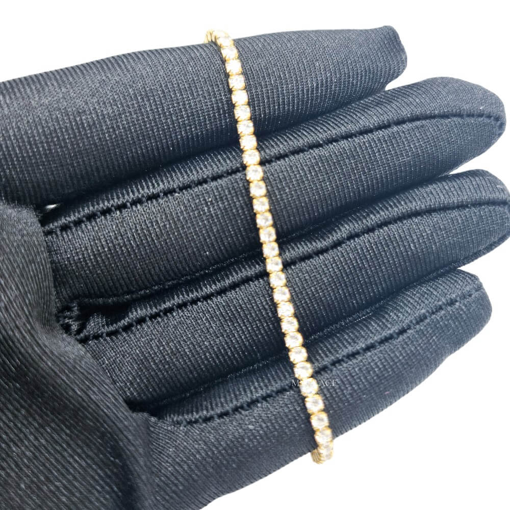 Brățară tennis argint 925, aurie, placată cu aur și decorată cu zirconiu, 2 mm, reglabilă, MYGRACE