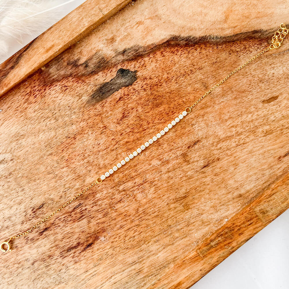 925 Sterling Silver Tennis Bracelet, Gold, Gold-Plated, Adorned with Zirconia, 2 mm – MYGRACE