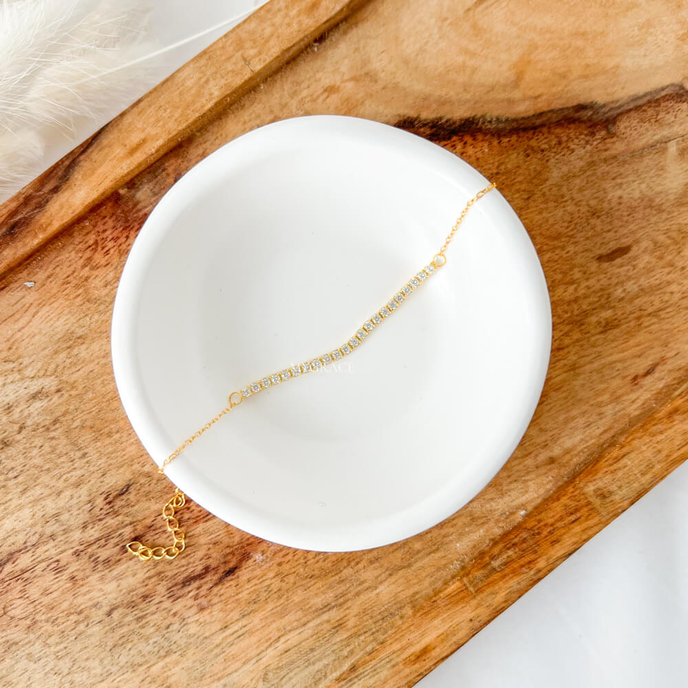 925 Sterling Silver Tennis Bracelet, Gold, Gold-Plated, Adorned with Zirconia, 2 mm – MYGRACE