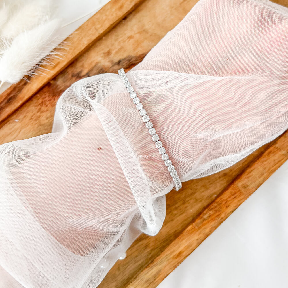 925 Sterling Silver Tennis Bracelet, Silver, Rhodium-Plated, Adorned with Zirconia, 3 mm – MYGRACE