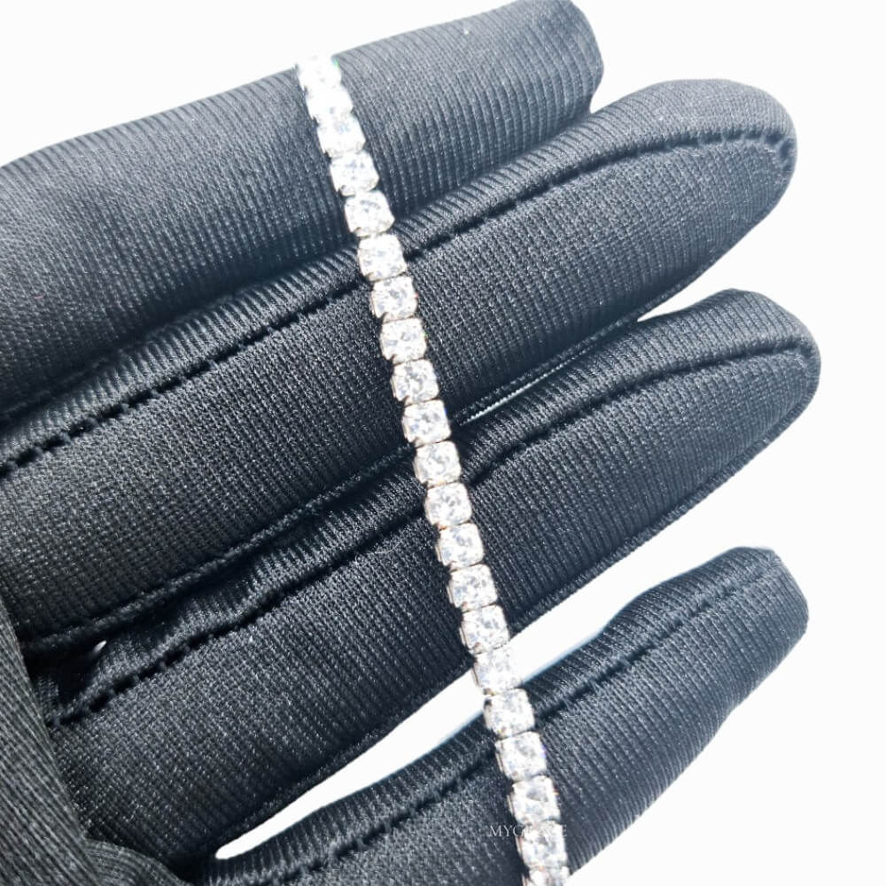 925 Sterling Silver Tennis Necklace, Silver, Rhodium-Plated, Adorned with Zircon Stones (3 mm) – MYGRACE