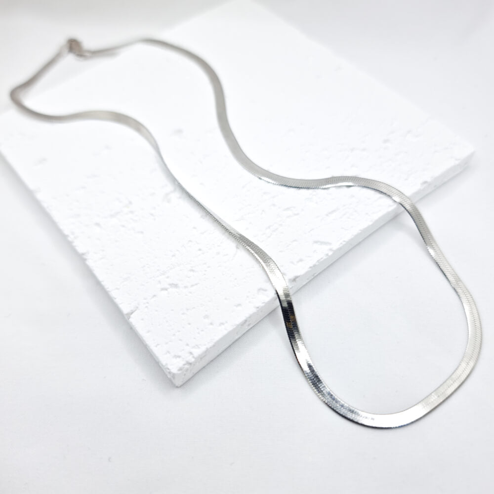 925 Sterling Silver Herringbone Necklace, Rhodium-Plated, Silver, 3 mm – MYGRACE