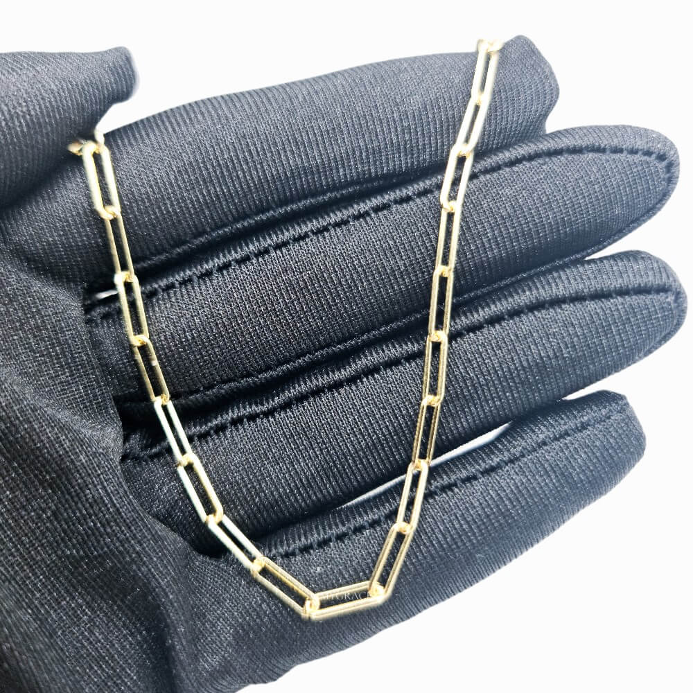 925 Sterling Silver Paperclip Chain Necklace, Gold-Plated, 3 mm – MYGRACE