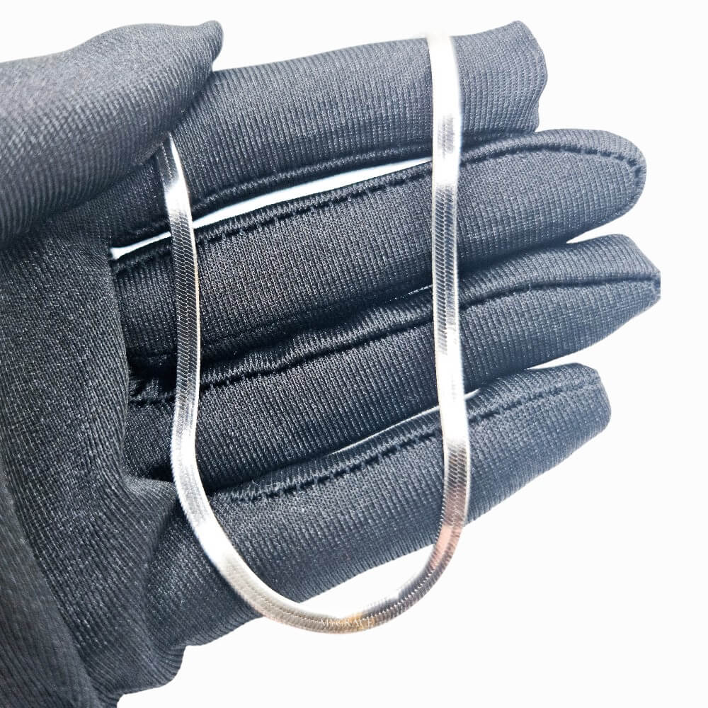 925 Sterling Silver Herringbone Necklace, Rhodium-Plated, Silver, 3 mm – MYGRACE