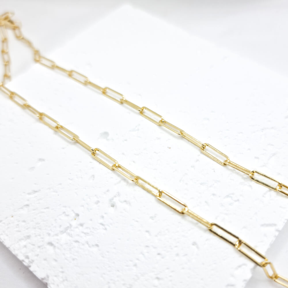 925 Sterling Silver Paperclip Chain Necklace, Gold-Plated, 3 mm – MYGRACE