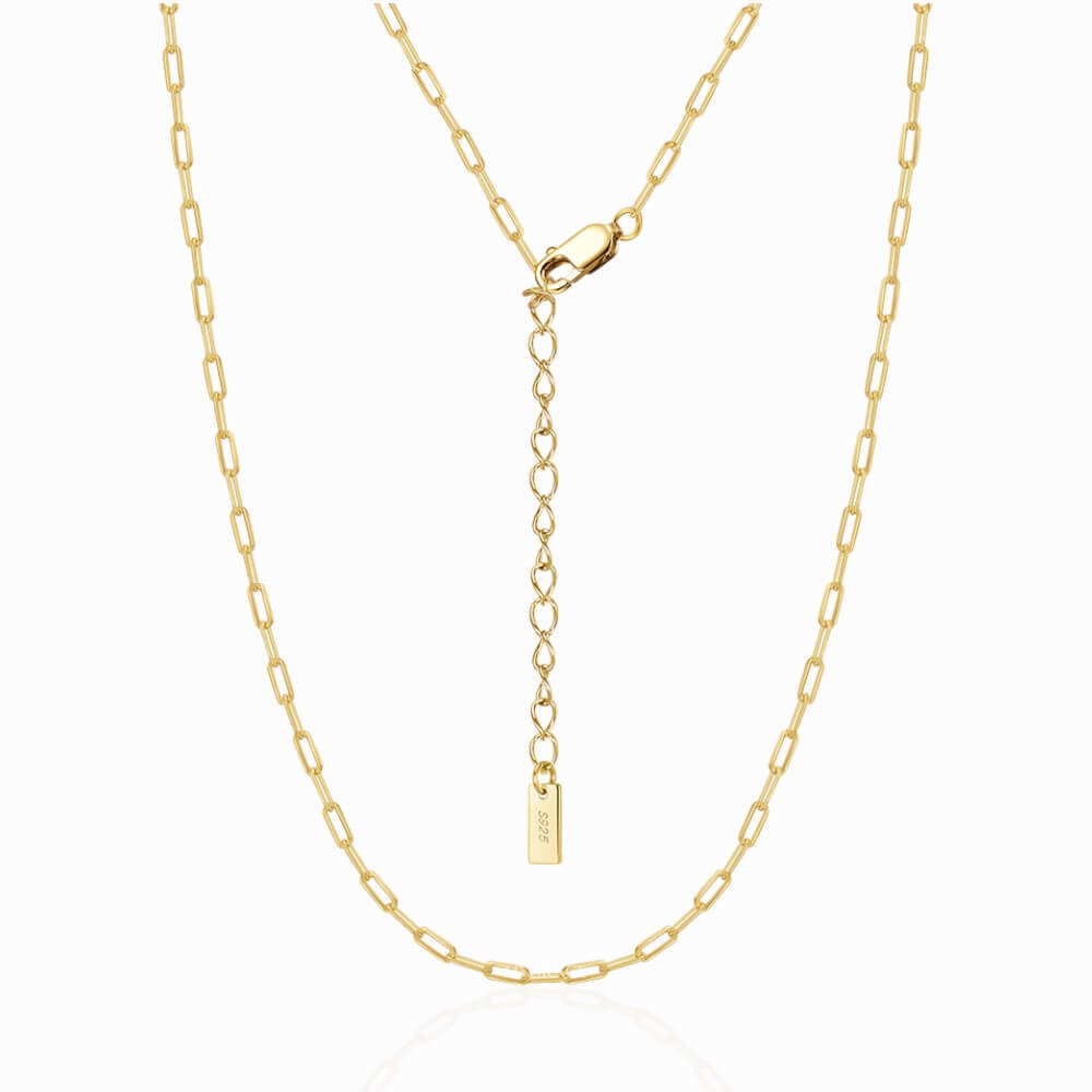925 Sterling Silver Paperclip Necklace, Gold-Plated, 2 mm – MYGRACE