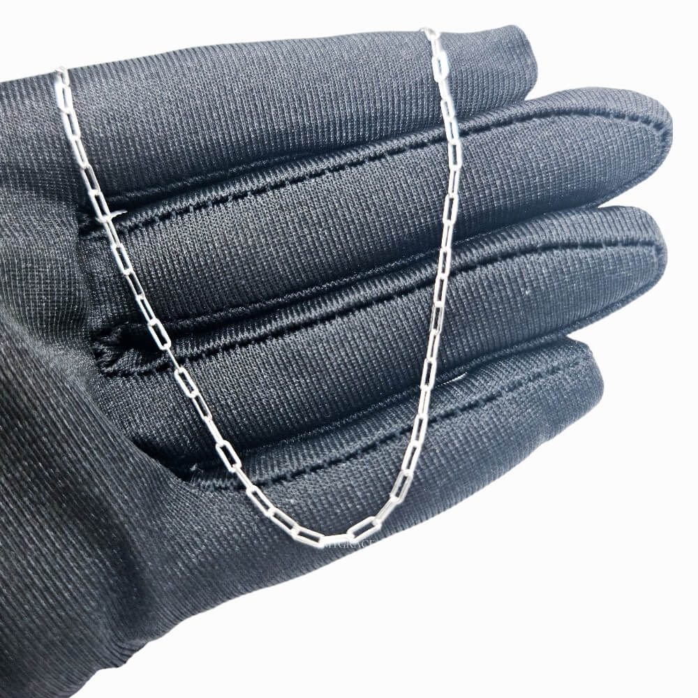 925 Sterling Silver Paperclip Necklace, Silver, Rhodium-Plated, 2 mm – MYGRACE