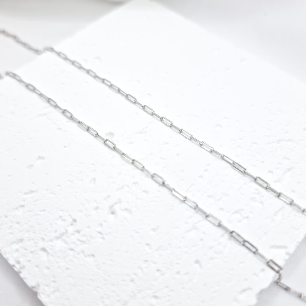 925 Sterling Silver Paperclip Necklace, Silver, Rhodium-Plated, 2 mm – MYGRACE