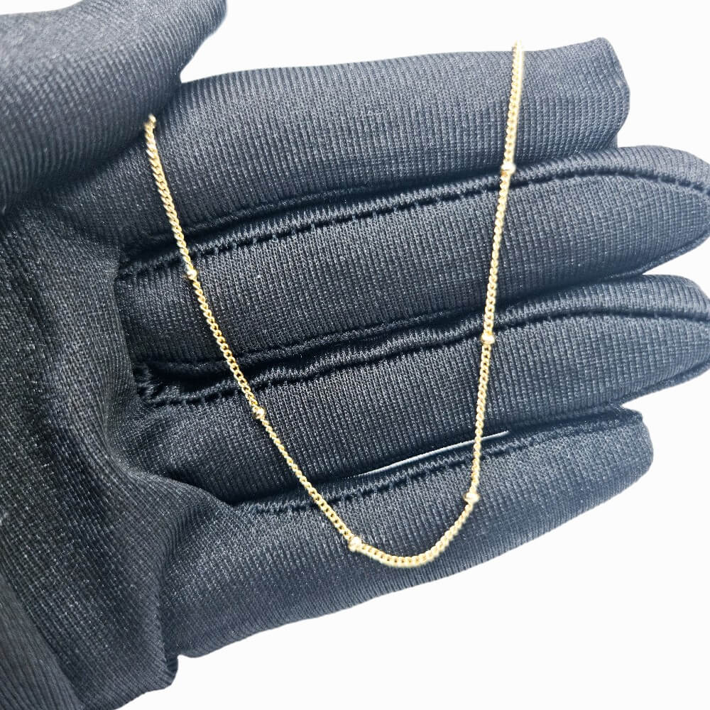 925 Sterling Silver Chain Necklace, Gold, Gold-Plated, Bead Design, 2 mm, MYGRACE