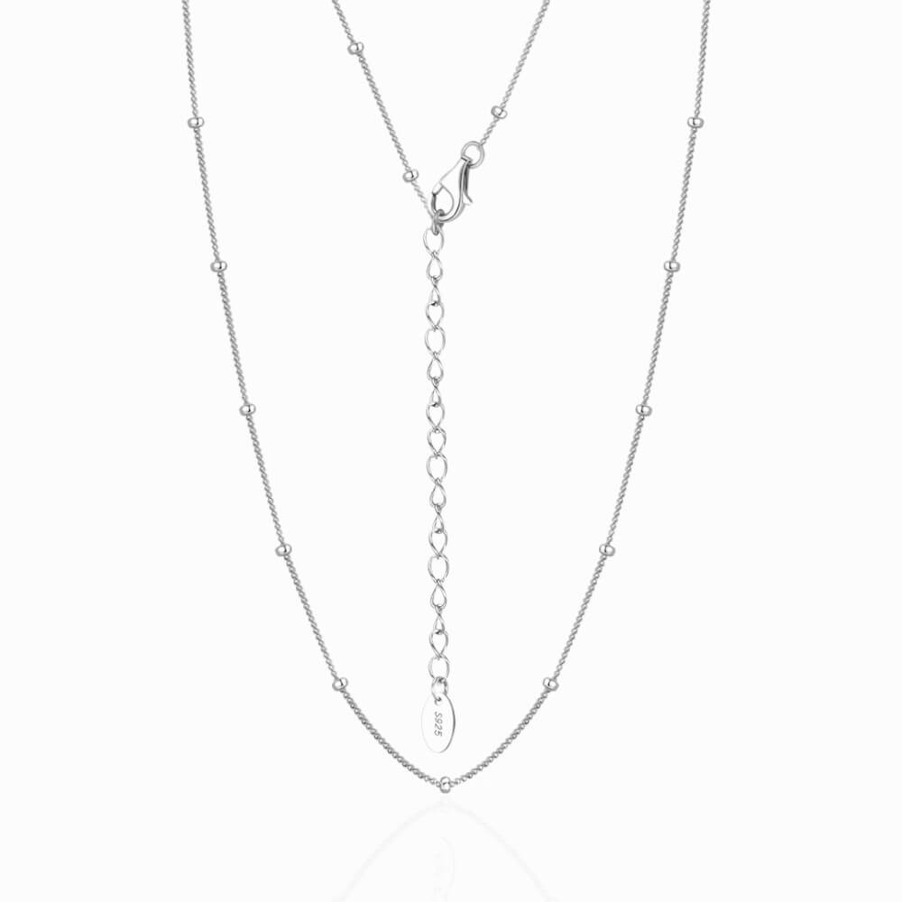925 Sterling Silver Chain Necklace, Silver, Gold-Plated, Bead Design, 2 mm, MYGRACE