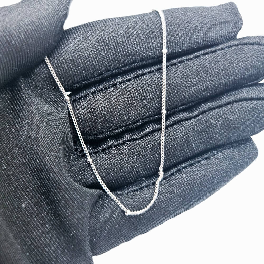 925 Sterling Silver Chain Necklace, Silver, Gold-Plated, Bead Design, 2 mm, MYGRACE