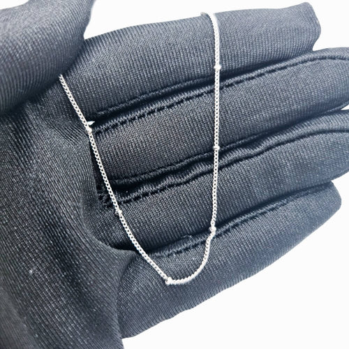 925 Sterling Silver Chain Necklace, Silver, Gold-Plated, Bead Design, 2 mm, MYGRACE