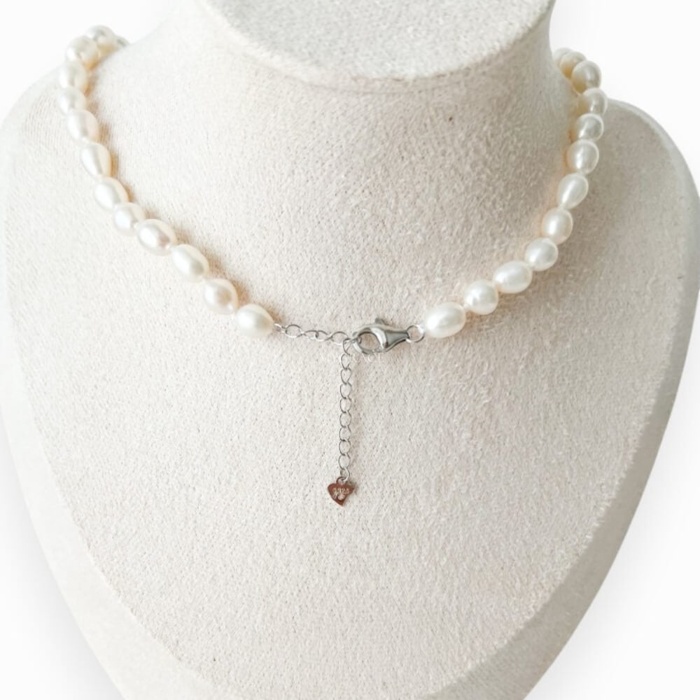 Colier perle naturale și argint 925, alb,la baza gâtului, 6-7 mm, MYGRACE